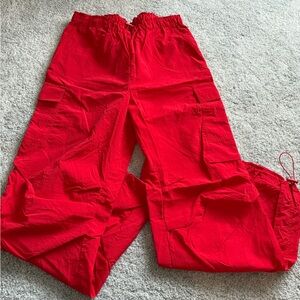 Love Tree Red Casual Cargo Bottoms with Elastic Waist
